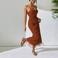 thumbnail image 4 of Women's Crochet Maxi Beach Cover-Up Dress - Spaghetti Strap Fringe Hem Suspender Resort Wear Summer 2025,Size XL, 4 of 5