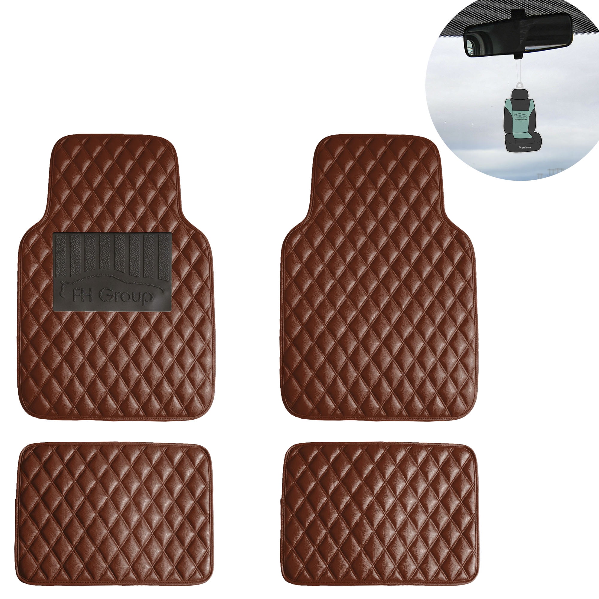 FH Group Universal Floor Mats for Cars Leather Diamond Design For Auto