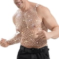 thumbnail image 5 of UVEASISHA Men's Sleeveless Party Shirts Sparkly Mesh Rhinestone Tank Tops Sheer See Through Fishnet Shirt for Festival Nightclub Wear White XL, 5 of 6