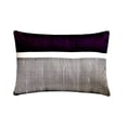 thumbnail image 1 of Funda de almohada lumbar morada de 30 x 45 cm (12 x 18 pulgadas), almohada rectangular de seda con diseño de bloques de color y patchwork, diseño moderno de rayas - Seda morada afelpada, 1 of 3