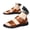 Brown, variant on Men's Leather Platform Orthotic Slides Sandals Open Toe Arch Support Hollow Slip On Slippers Summer Lightweight Slip Soft Bottom Casual Walking Beach Sandals