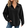 thumbnail image 5 of Hurxie Womens Oversized V Neck Fleece Sweatshirt Casual Long Sleeve Sweatshirts Collared Pullover Sweatshirts, 5 of 7
