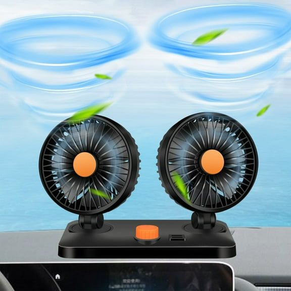 Latrodar Car Fan With 6 Fan Blades, 2 Speed Cool-ing Circulator,Multi-Angle Budget-Friendly Bo-at, Auto Vehicles Black 10.8x7.6 Inch Home Stuff