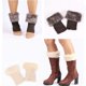 thumbnail image 5 of Calentadores de piernas de felpa de piel sintética para mujer, puños de botas de color sólido con ribete peludo corto y peludo, 5 of 5
