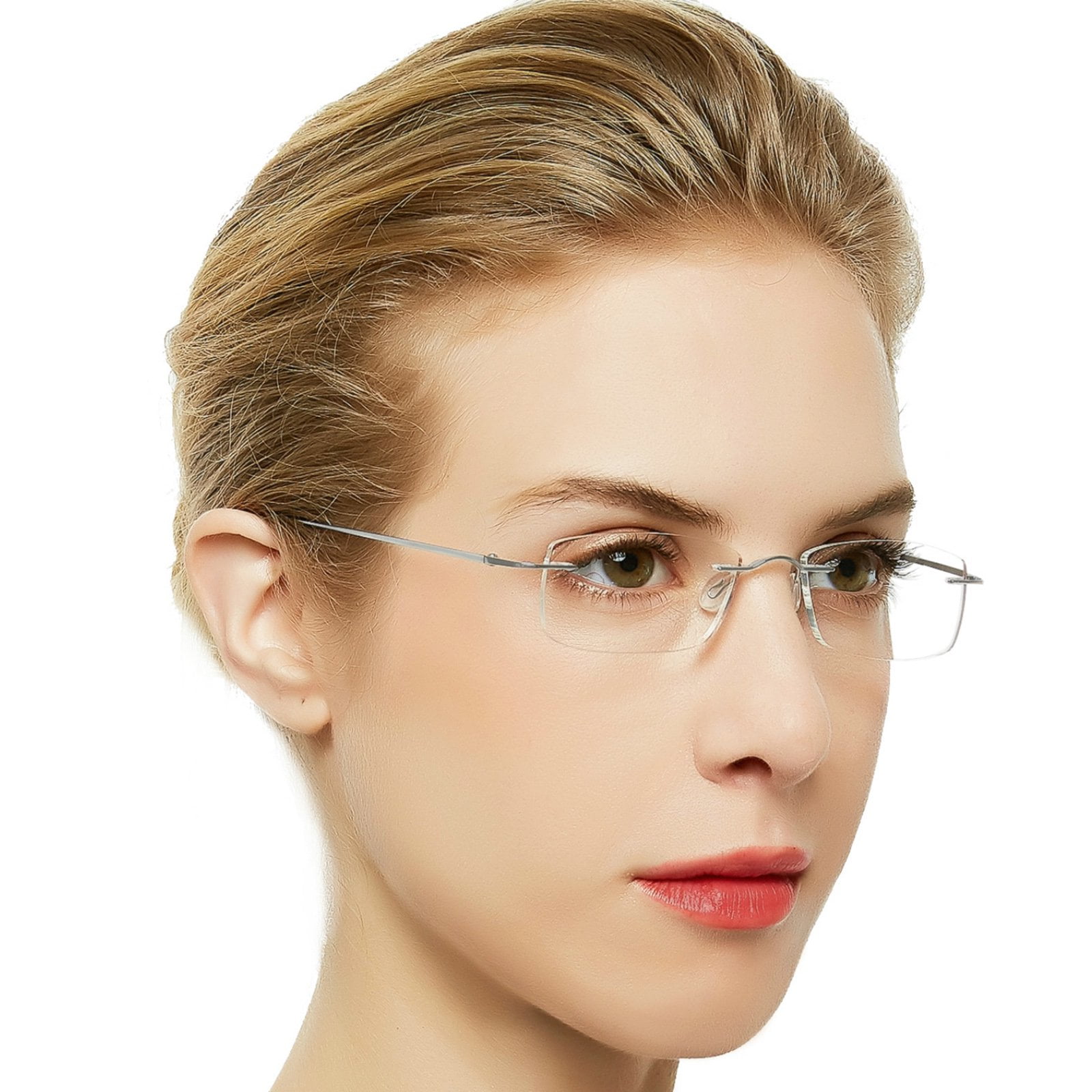 OCCI CHIARI Blue Light Blocking Reading Glasses 2.25 for Women Lightweight Titanium Rimless Reader with Magnifying Acrylic Lens(Sliver, 2.25)