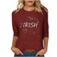 thumbnail image 3 of TaTaai Ladies St. Patrick's Day Theme Print 3/4 Sleeve Casual Tops Round Neck Loose Comfy Fashion Blouses Stretchy Breathable Daily Holiday Outfits Gift, 3 of 4