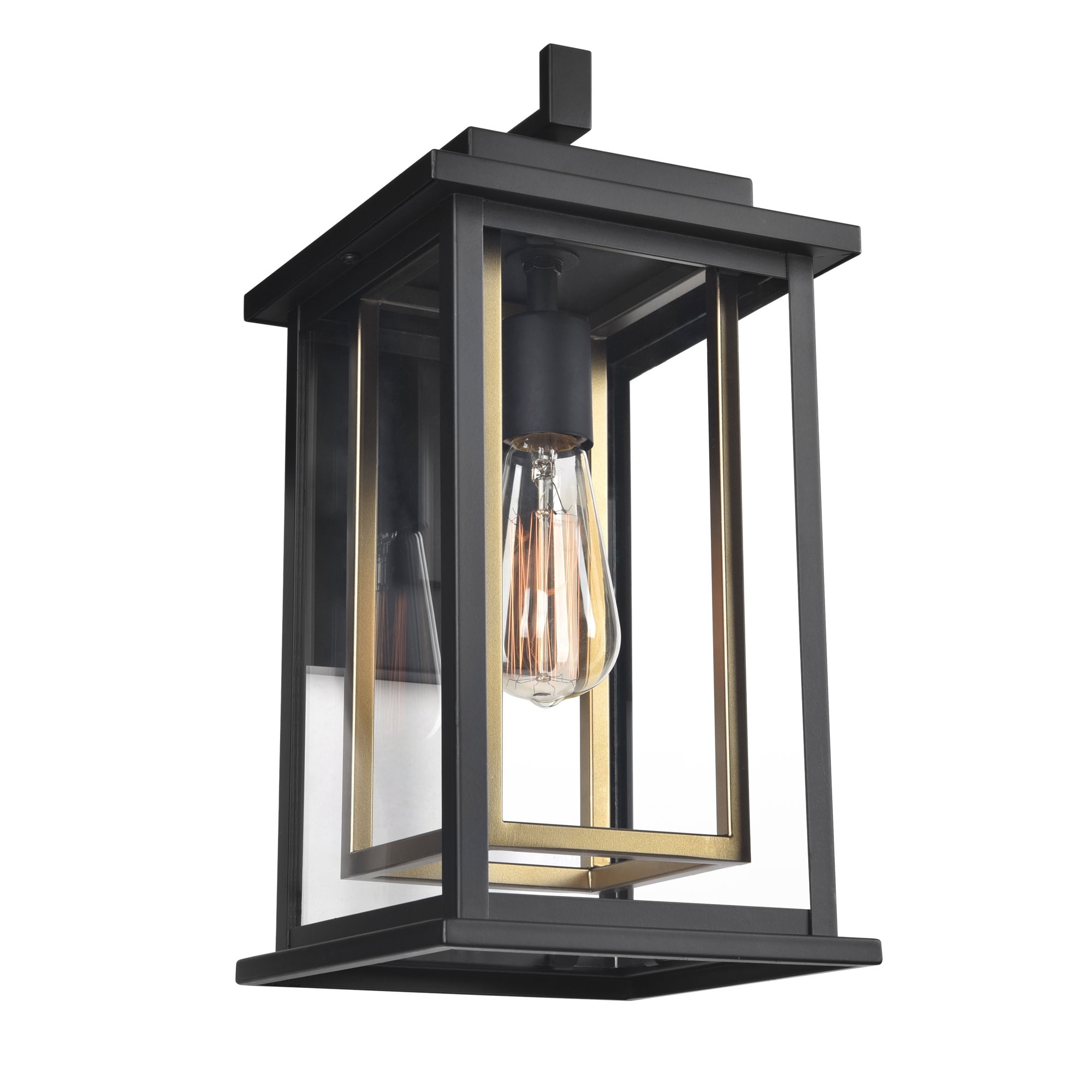 Hayward 1-Light Indoor/Outdoor Wall Light with Clear Glass, Dimmable, Black and Gold Finish – Design House, 588707-BGD