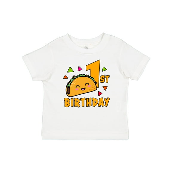 Inktastic 1st Birthday with Taco and Confetti Boys or Girls Baby T-Shirt