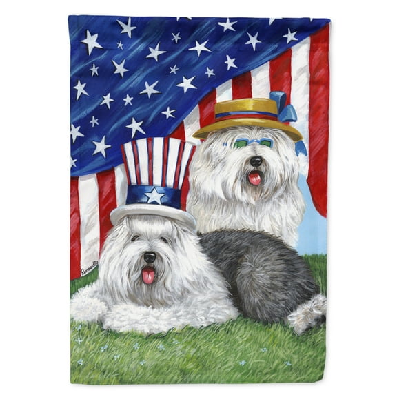 Carolines Treasures PPP3121GF Old English Sheepdog USA Flag Garden Size  Small multicolor