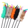 thumbnail image 2 of Pet Cat Toy Elastic Plastic Long Rod Colorful Rabbit Feather Tease Wand Toys for Solving Boredom, 2 of 8