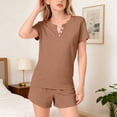 thumbnail image 5 of Ruyang 2 Piece Outfits for Girls Solid Button Short Sleeve Tops and Wide Leg Shorts Sets Summer Athletic Jogger Clothes, 5 of 9