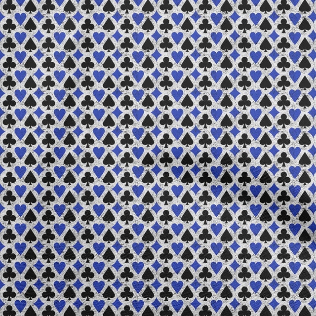 oneOone Velvet Blue Fabric Poker Card Craft Projects Decor Fabric Printed By The Yard 58 Inch Wide