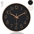 thumbnail image 1 of Relojes Pared Cuarzo Silencioso Moderno, Relojes Pared Redondo 25 CM, Sin Tictac, Reloj de Pared Decorativo para Sala de Estar, Dormitorio, Oficina, Cocina (Negro y Dorado), 1 of 7