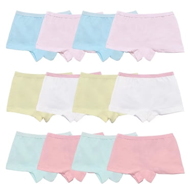 Hbhpov Kids Soft Cotton Knickers Underwear Little Girls Boyshort Panties, 12-Pack