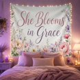 thumbnail image 2 of She Blooms in Grace Floral Border Romantic Watercolor for Women Floral Art Mother's Day Gift Tapestry Wall Hanging for Bedroom, Living Room and Nursery, 2 of 7