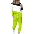 thumbnail image 3 of YUGYXL 2 Piece Sweatsuits for Women Lightweight Comfy Plus Size Outfits Fashion Crew Neck Color Block Sweatshirt and Solid Sweatpants Tracksuits Set Today's, 3 of 6