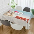 thumbnail image 4 of SKYSONIC 60"x120" Square Tablecloth with Two Sandy Christmas Snowmen with 2021 Prints, Anti-Wrinkle and Smooth Table Cloth for Kitchen/Home Party Decoration, 4 of 7
