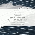 thumbnail image 7 of Noble Linens Navy 3 Piece Horizon Lines Reversible Microfiber Quilt Set, Queen / Full, 7 of 7