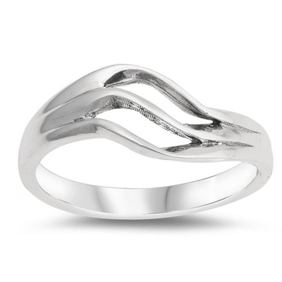 Oxidized Wave Filigree Curve Ring .925 Sterling Silver Band Jewelry Female Male Unisex Size 9