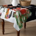 thumbnail image 4 of Black Christmas Table Cloth Waterproof Tablecloths, Santa Elk Gifts Snowflake Winter Xmas Tree Tablecloth Dining Table Cover for Kitchen Party Tabletop Outdoor, Square Tablecloth 54x54 Inch, 4 of 9