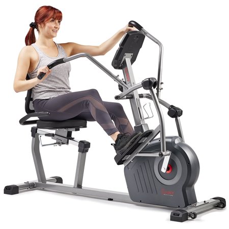 Sunny Health & Fitness Elite Recumbent Cross Trainer Elliptical + Arm Exercisers w Free SunnyFit App SF-RBE420049