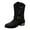 Black, variant on Fall Wide Mid Calf Cowboy Cowgirl Boots for Women Boho Ethnic Suede Buckles Winter Chunky Heel Dress Riding Boots