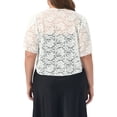 thumbnail image 2 of Agnes Orinda Plus Size Women's Bolero Shrugs Floral Lace Tops Elegant Sheer Open Front Short Sleeve Cardigans 2X White, 2 of 8