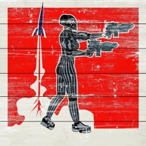 Guns Blazing Painting Print on White Wood
