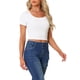 thumbnail image 4 of INSPIRE CHIC Blusas Cortas de Verano para Mujeres, Camiseta de Cuello Redondo y Manga Corta, Blanca S, 4 of 6