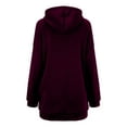 thumbnail image 6 of Tunics Tops for Women Winter Fall Basic Crew Neck Long Sleeve Dolman Off the Shoulder Plain Casual Cotton Blouses Women's Solid Color Zippered Hooded Longline Fleece Lined Streetwear Pullover Jacket, 6 of 7