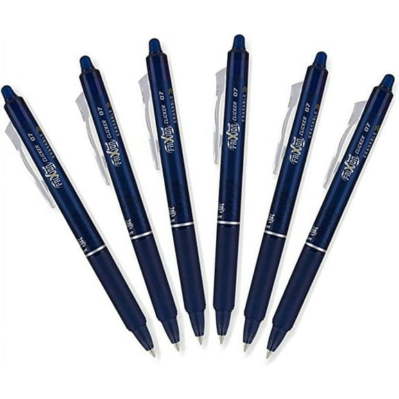 Pilot FriXion Clicker Retractable Erasable Gel Pens, Fine Point, Navy Blue Ink, 6 Pack