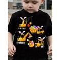 thumbnail image 1 of Boys' Easter Construction Vehicle Graphic T-Shirt - Black Short Sleeve with Cartoon Excavator & Egg Design, Casual Cotton Tee for Youngsters, Machine Washable, 1 of 7