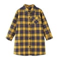 thumbnail image 2 of MKOSPLRT Plaid Shirts for Kids 2-13Y Long Sleeve Gingham Button Down Shirts Oversized Lapel Collar T Shirts with Pocket for Girl Boy, 2 of 3