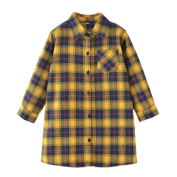 DxhmoneyHX Boys Plaid Shirt Comfy Cotton Basic Going Out Tops Fall Winter Dressy Casual Collared Long Sleeve Button Down Shirts with Pocket Size 3-4Years
