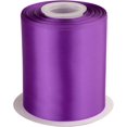 thumbnail image 1 of GFDYREE 4" Inch Double Faced Satin Ribbon Purple Solid Polyester Craft Ribbon - 25 Yards Perfect for Gift Wrapping, Crafts, Wreath, Wedding Party Ceremony Decoration, Floral Arrangement, Sew, 1 of 7