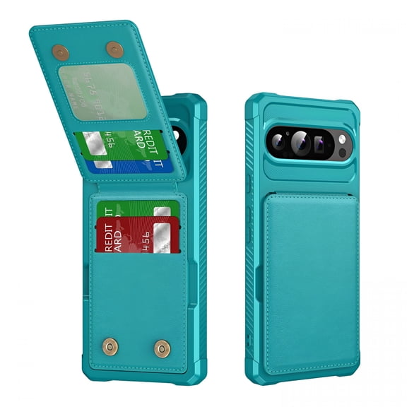 GJX Wallet Case for Google Pixel 10 /10 Pro,Built-In 4 Card Holders Kickstand Purse Cover,Military Grade Enhanced Corners Drop Protection,Rugged Protective Case,Green
