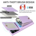 thumbnail image 3 of ELEHOLD Zipper Wallet Case for Samsung Galaxy S21+,Premium Leather with Organ Card Holders Zipper Purse Stand Function Detachable Long & Short Strap Crossbody Luxury Case,Purple, 3 of 8