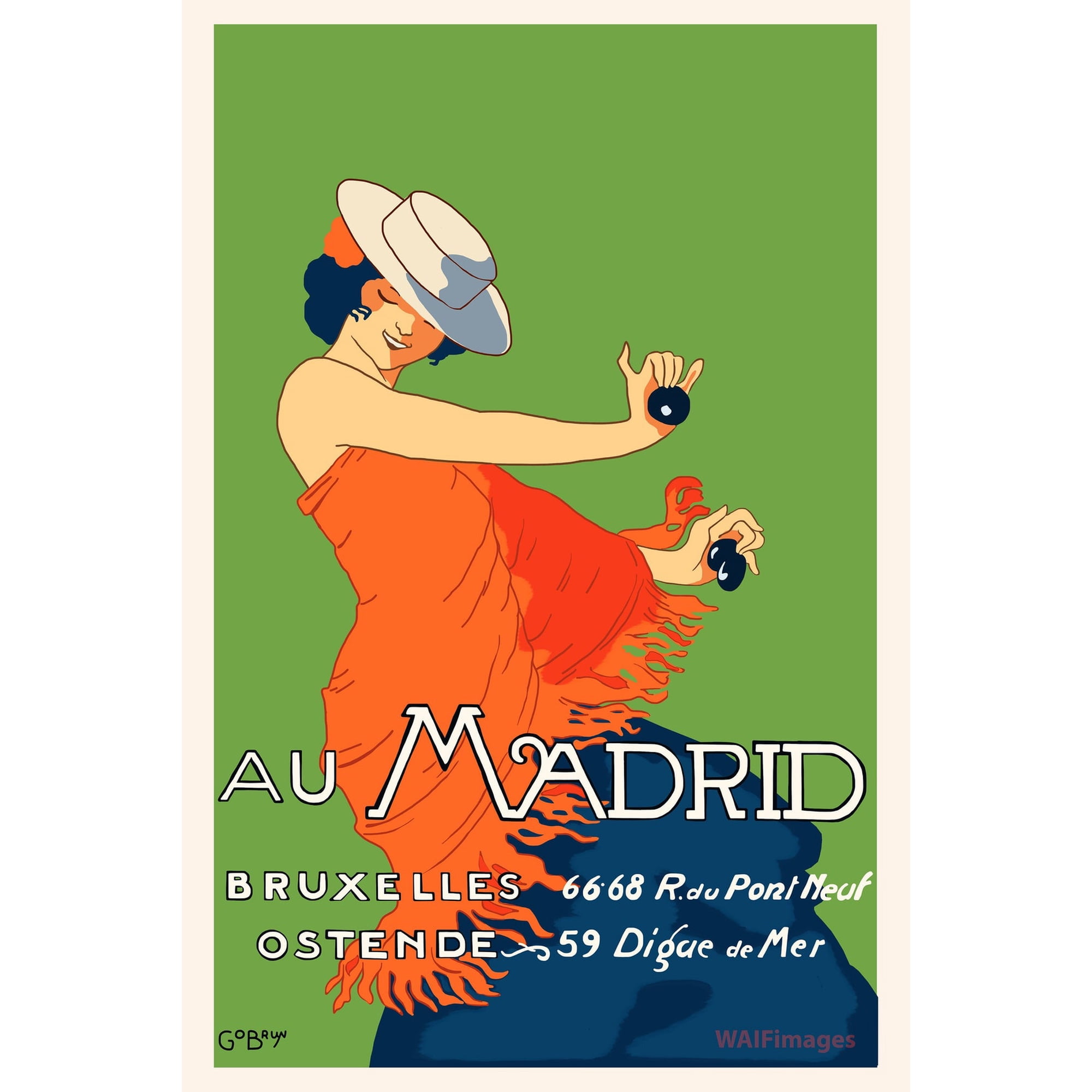 Madrid Vintage Travel Poster, Unframed Paper Poster 8x10in