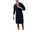 Navy, variant on Men's Soft Waffle Bath Robe 3/4 Sleeve Bathrobe with Pockets V Neck Fall Knee Length Slim Fit Holiday Belt Sleepwear Grey Large
