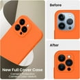 thumbnail image 3 of for iPhone 13 Pro Case, Silicone Upgraded [Camera Protection] Phone Case with [2 Screen Protectors], Soft Anti-Scratch Microfiber Lining Inside, 6.1 inch, Neon Orange, 3 of 12
