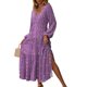 thumbnail image 3 of Vestido Largo Floral, Volantes De Vestido Largo Para Mujer Para Fiesta ANGGREK Púrpura XL, 3 of 6