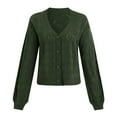 thumbnail image 3 of Women's Short Cardigan Sweater Long Sleeved Crochet Knit Shrugged Cardigan V Neck Button Long Length Sweaters for Women Knitted Cardigans Summer Sweaters for Women Open Front Fall And Winter Sweaters, 3 of 6