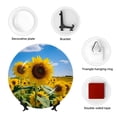 thumbnail image 4 of Daiia Sky Golden Sunflower Field B Printed Pattern Ceramic Plate Dinner Plates Bone China Decorative Plates with Display Stand Art Ceramic Ornaments for Wall Hanging Decoration-6in, 4 of 6
