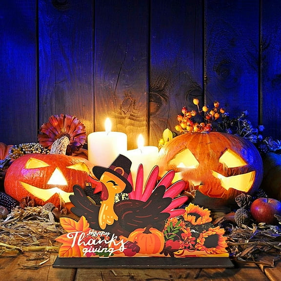 Vikakiooze Home Decor Thanksgiving Wooden Ornaments Holiday Decoration Turkey Wooden Ornaments