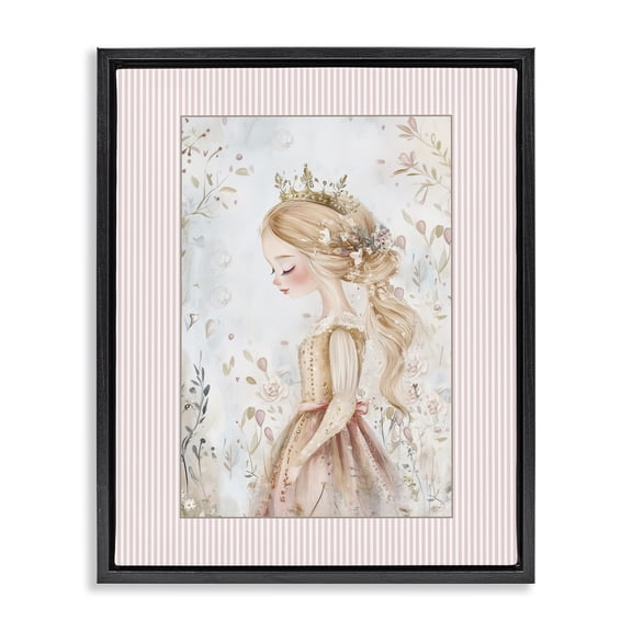 Stupell Industries Eclectic Enchanted Dreams Princess Black Floating Frame Canvas Art, 17 x 21, by Christine Simpson Art