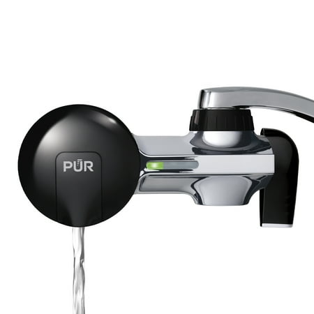 pur plus faucet mount water filtration system, horizontal, black/chrome, pfm200b
