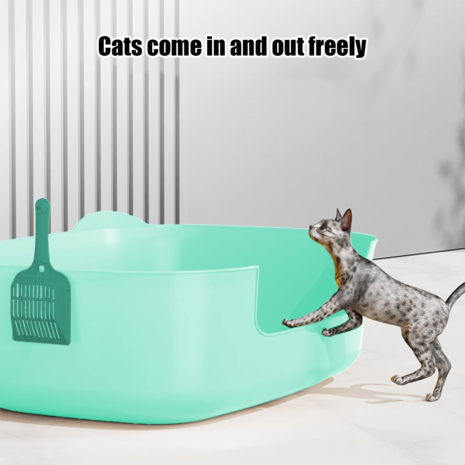Large Cat Litter Box with High Sides, Open Kitty Litter Boxes Anti-Splashing for Indoor Cat Low Entry Cat Litter Pan for Small and Elderly Cats, Tool-Free Assembly