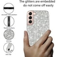 thumbnail image 3 of Compatible with Samsung S22 Case Glitter Shockproof, for Samsung Galaxy S22 Phone Case Bling Sparkly Soft TPU and PC Silicone Shiny Girl Women Thin Protective Cover (Silver), 3 of 14