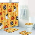 thumbnail image 3 of Halloween Bathroom Set with Shower Curtain set and Rugs Accessories, Scary Pumpkins Lantern Spooky Shower Curtain for Bathroom Evil Forest Blue Bathroom Decor 4 Pcs, 3 of 7