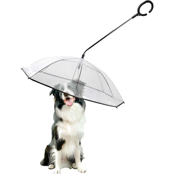 Pet Dog Clear Umbrella with Adjustable Leash, Keeps Pet Dry in Rain C Hook-1